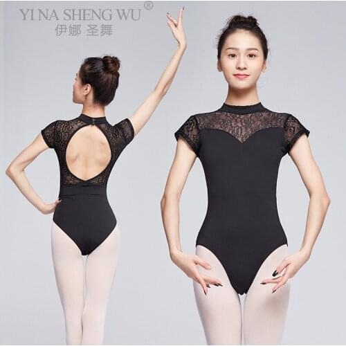 Ballet Leotard For Wome Adult Dance Lace Short Sleeve Leotard Ballet Costume Professional Adult Sexy Backless Gymnastics Leotard