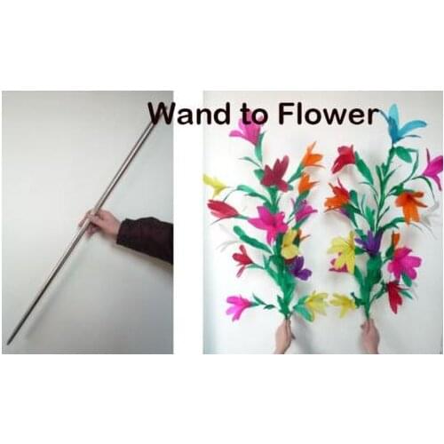 Free shipping Wand into Two Bunches of Flowers Stage Magic Tricks Flower Appearing Magic Props Comedy Party Trick Classic Magia