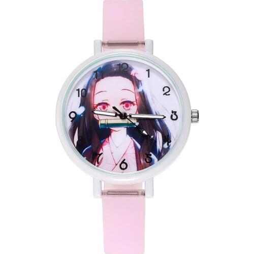 Student Watches Anime Demon Slayer Lovely Watch Female Male Luminous Christmas Party Gifts Clock for Girls Cosplay Accessories