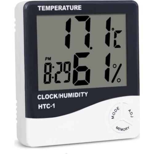 Digital Temperature Humidity Meter Alarm Table Clock And Heat Thermometer 12 and 24 hour Modes Are Available