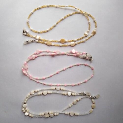 Seashell and stone sunglass beaded string eyewear retainer