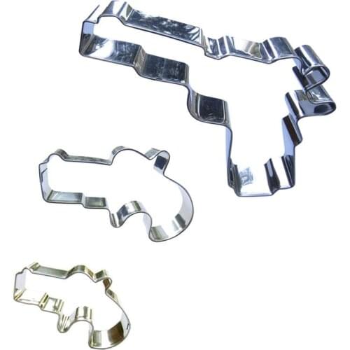 Gun shaped shape 3 pieces biscuits cutting molds, baking tools, cake decorating soft candy tools