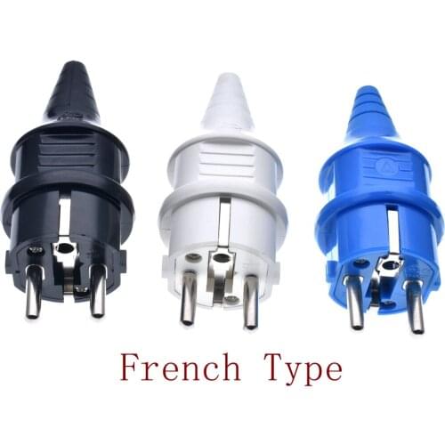 French Standard Waterproof IP54 Industrial Electrical Power French Type E Rewireable Plug Male Socket Outlet Adaptor 250V 4000W