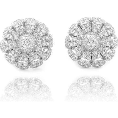 Personality Pave Small Zircon Hoop Earrings for Women Vintage Gift Luxury Flower Circle Earrings Plt Wedding Jewelry