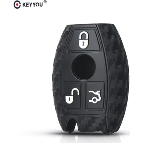 KEYYOU Silicone Carbon Remote Car Key Case Cover For Mercedes Benz Year 2000+ NEC&BGA E S CL CLS CLA CLK W203 W210