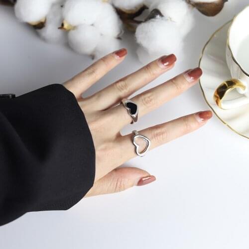 Retro Do The Old Wind Does Not Fade The Hollow Love Two-piece Combination Stacking Ring Female Ins Cold Wind Punk Jewelry