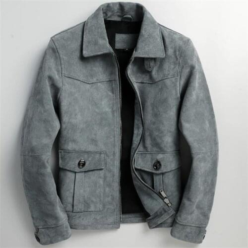 Genuine Cowhide Leather Retro Mens Short Jacket Coat Fashion Slim First Layer Cowhide Lapel Leather Jacket Large Size 3XL