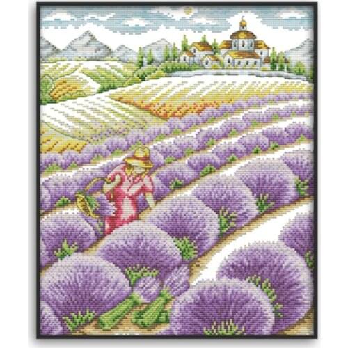 Lavender DIY Handmade Needlework Counted 14CT Printed Cross Stitch Embroidery
