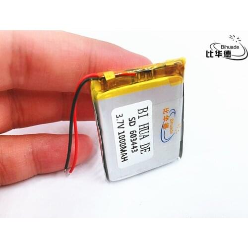Li-po 3.7V,1000mAH,[603443] Polymer lithium ion / Li-ion battery for GPS,mp4,cell phone,speaker,DVR RECORDER;603443