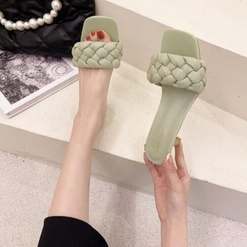 Luxury Slides Women 8cm High Heels Mules Fetish Pumps Individual Weave Leisure Blue Office Ladies Prom Slippers Womens Shoes