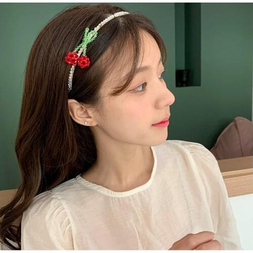 Sweet Cherry Flash Diamond Flower Headband Cute Girl Net Red 2021 New Headband Super Fairy Pressure Hairpin Headdress