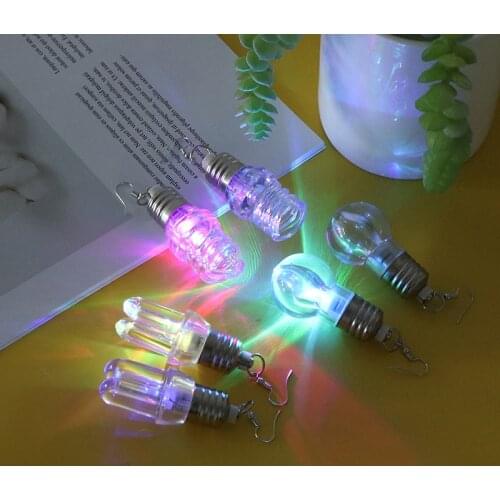 New 1 Pair LED Flashing Football Hat Earrings Glowing Light Bulb Drop Earring Rave Glow Party Concert Bar Birthday Toy Gift