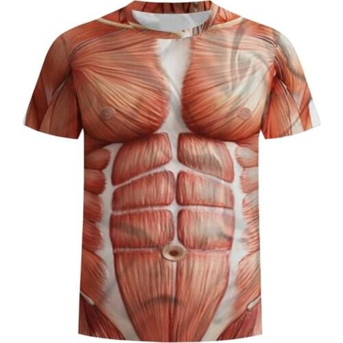 New in 2021! Harajuku T-shirt 3D Interesting Pattern Naked T-shirt Skin Chest Muscle Men Weird Mens Shirt T-shirt