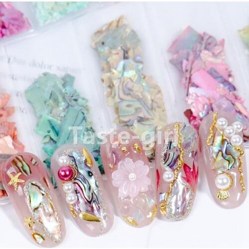 New arrive Mix Color Natural Rhinestone For Nails 3D Gradient Broken Shell Slices Nail Art Decorations Nail Glitter Flakes