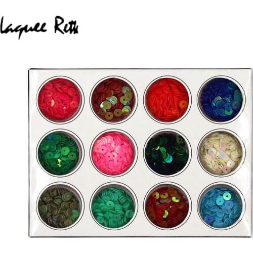 New 12 Colors Circle Nail Art Decoration 3D Concentric Metal Manicures Glitter Nail Tips