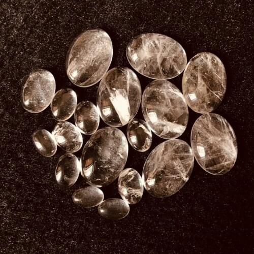 Wholesale 4ps/lot Clear Quartz Rock Crystal Bead CAB,10x14mm 12x16mm 13x18mm 15x20mm,30x40mm Oval Gem stone Cabochon Ring Face