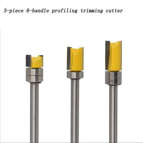 3-piece 6-handle profiling trimming cutter bearing straight cutter trimming cutter woodworking milling cutter trimming machine h