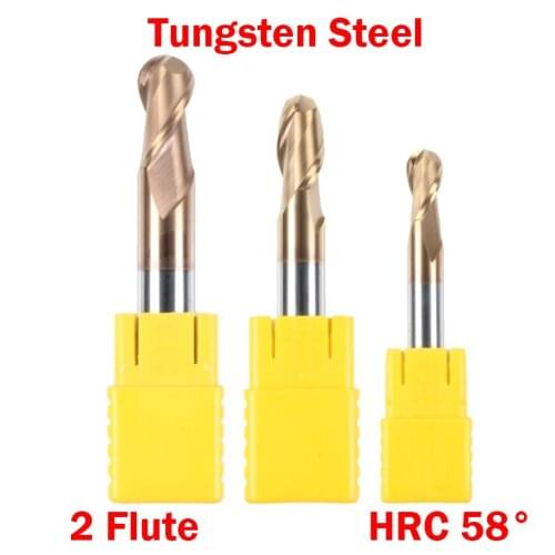 R4 R5 R6 75mm100mm Longer Length Tungten Alloy 2 Flute HRC58 CNC Cutting Tool Router Bit Ball Nose End Mill Milling Cutter