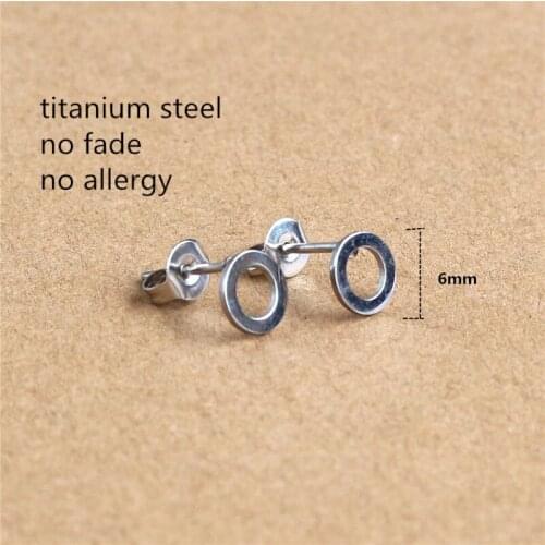 Brief Titanium Stainless Steel Men Women Circle Stud Earrings Classic Jewelry 6mm