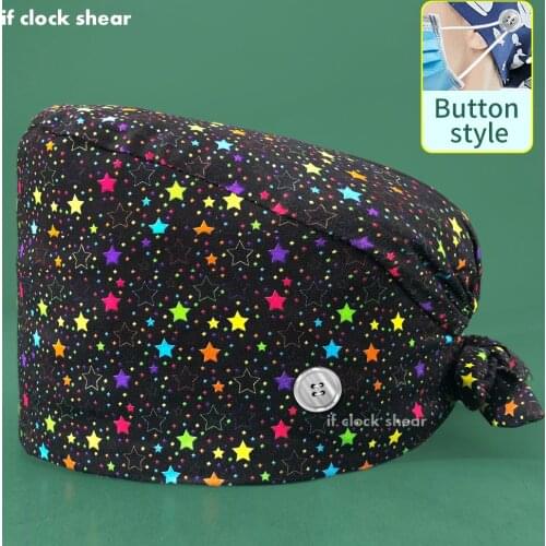 Scrub Hats Pharmacy Lab Nursing Hat Women Spa with Button Scrubs Caps Medical Uniform Accessories Unisex High Quality Nurse Cap