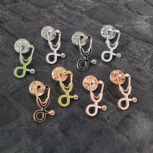 Doctor stethoscope pin Colorful medical machine brooches for medical graduates Shirt bag Lapel enamel pins badges jewelry gifts