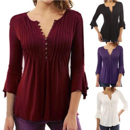 2021 New Casual Women Blouses And Shirts Elegant Ruffles Chiffon Summer Tops WomenS Tunic Ladies V Neck Button Clothing Blusas