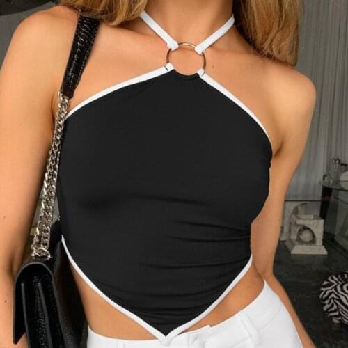 2021 New Chic Fashion Sexy Backless Tube Camis Crop Top for Women Streetwear Sleeveless Halter Backless Clothing