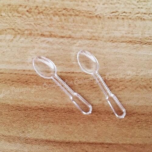 100pcs/lot 0.1 gram Small Measuring Spoon 0.1g micro Plastic Scoop - 3.9x0.9cm transparent free shipping