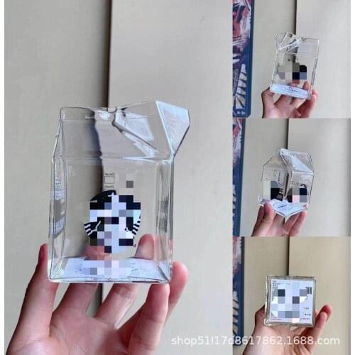 2020 Glass Milk Carton Cup Transparent Opening Straw Cup Cold Drink Coffee Juice Milk Tea Drinking Cup