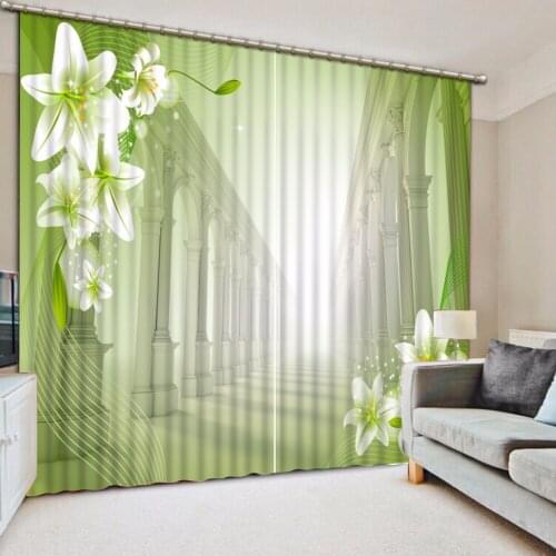 3D Classic Home Decor Costom Roman Column Space Stripe Flowers Curtain Living Room Blackout Shade Window Curtains