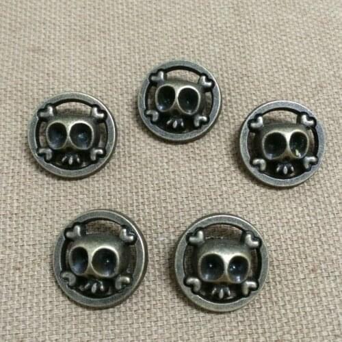 50PCS 18MM Antique Brass Round Skull Studs Rivet Punk Bronze Skull Spike Shoes Belt Bag Accessories Leather Craft Shipping Free