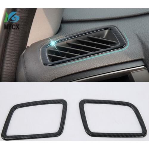 ABS Carbon fiber Car Front Conditioner Air Outlet Frame Panel Cover Trim Car Styling Accessories Fit For Honda CR-V CRV 2017-19