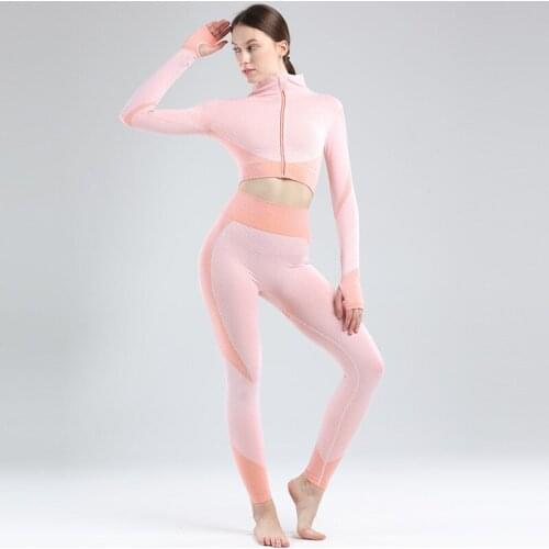 Seamless Women Yoga Sets Female Sport Gym suits Wear Running Clothes women Fitness Sport Yoga Suit Long Sleeve yoga clothing