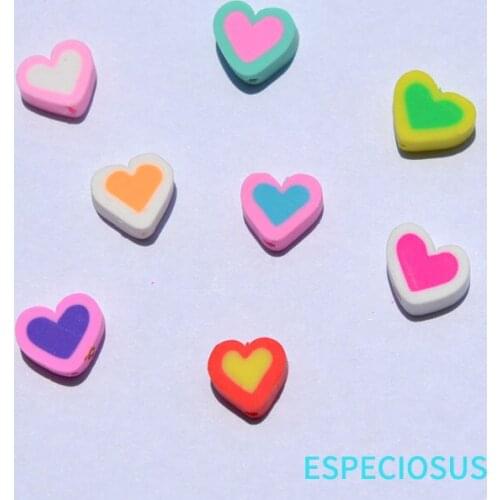 DIY Jewelry Making Accessory Bicolor polymer clay beads Cute Heart Shape Spacer Multi color Bracelet Handcraft Department Slices