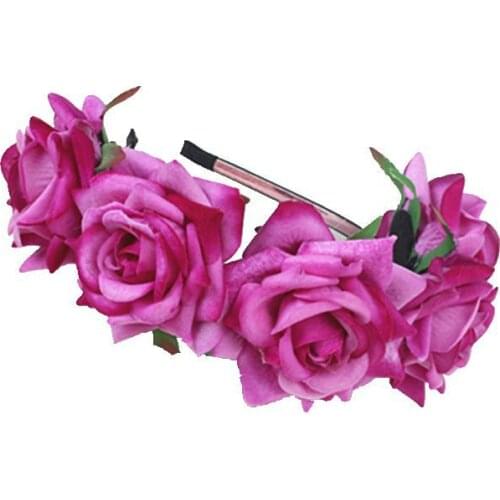 Boho Decor Party Beach Rose Wedding Festival Headband Hairband Floral Garland Wreath DIY Flower Crown Headpieces