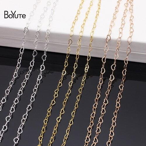 BoYuTe (90-95 Meters/Lot) 4MM Hollow Heart Chain Materials Factory Supply Handmade Diy Brass Chain Findings