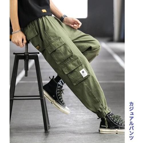 Dropshipping Male Sweatpants Joggers Autumn Japanese Mens Linen Losse Sweatpants Men Solid Harajuku Streetwear Harem Pants
