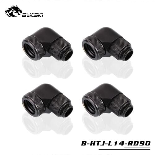BYKSKI 4pcs/lots 90 Degree OD14mm Hard tube rotary fitting hand compression fitting G1/4' pipe for OD14mm acrylic PETG tube