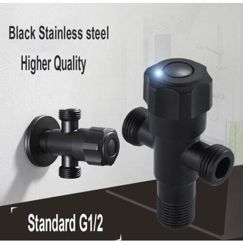 Black Faucet Valve 3 Ways 1/2" Copper Valve Bathroom Shower Faucet Water Splitter Shower Valve Diverter Pipe Adapters Nozzle