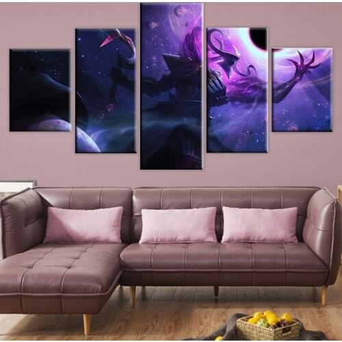 League of Legend Home Decorations Artwork 5 Pieces Dark Star Thresh Paintings Modern Canvas HD Printed Wall Art Modular Picture