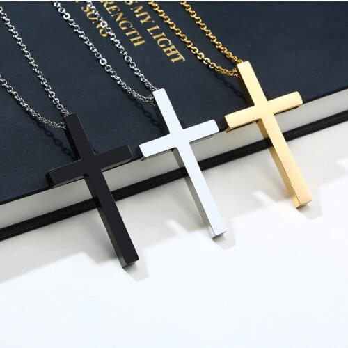 Hot Sale Ethnic Style Full of faith Crucifix Cross Necklace Black Colors Chain For Men Women Jewelry Jesus