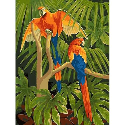 Painting By Numbers DIY Dropshipping 50x65cm a pair of love parrot birds Animal Handmade Gift For Adult Unique Gift Home Decor