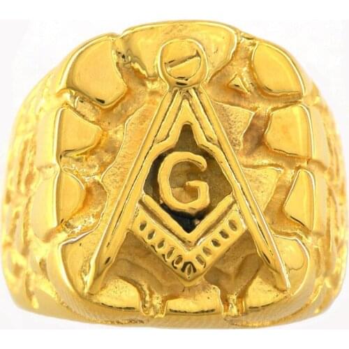 FANSSTEEL Stainless Steel Jewelry Master Mason Compass and Square Masonic Ring FSR09W23G