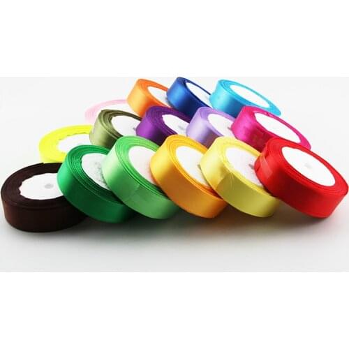 Fashion 25mm Width 25 Yards Polyester Ribbon Chrismas Wedding Decoration Wrap Box Package Satin Fabric Ribbons DIY Accessories