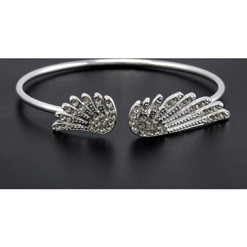 Fashion Jewelry Rhinestones Angel Wing Female Cuff Thin Bracelet Open Bangle