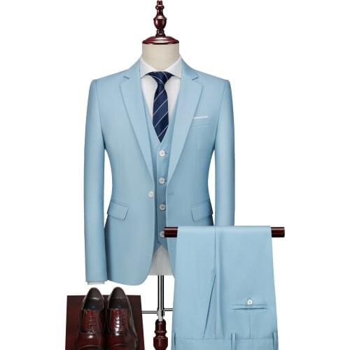 2021 Mens Fashion Slim Suits Mens Business Casual Groomsman three-piece Suit Blazers Jacket Pants Trousers Vest Sets M-6XL
