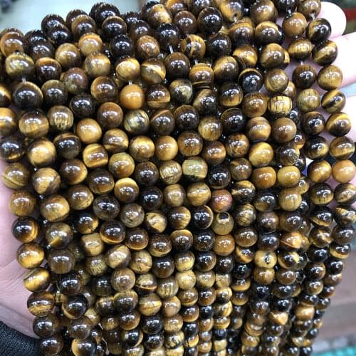 Natural Stone AAA Tiger Eye Round Loose Beads For Jewelry Making Strand 15" DIY Jewelry Accessorries Beads For Bracelet For Gift