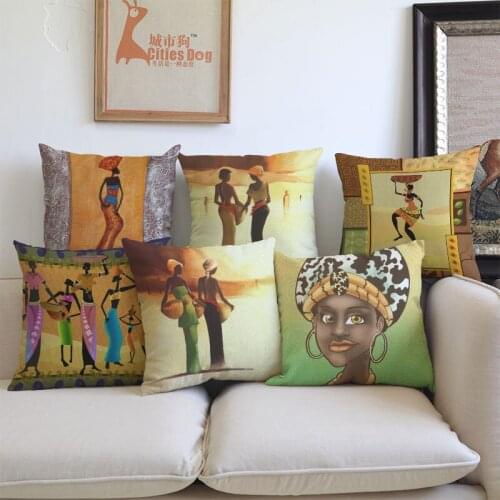 New Africa National Customs Character African Womens Clothing Life Pillow Case Home Gallery Sofa Art Decoration Cushion Cover