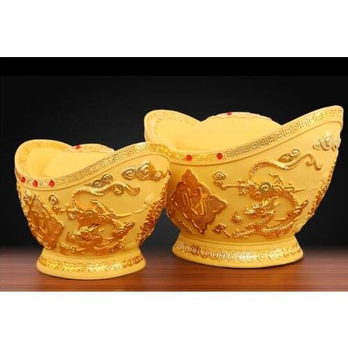 Resin Jin Yuanbao Lucky Treasures Save Money Piggy Bank Feng Shui Home Creative Decoration