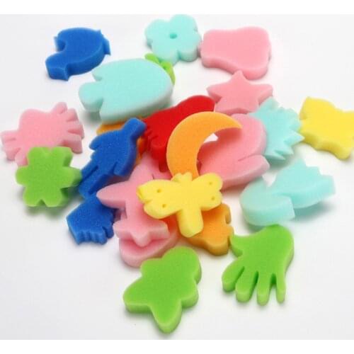 24Pcs Colorful Assorted Sponge Children DIY Painting Art Craft Education Toy Kid toy Sponge Set Children Kids Art Craft Painting